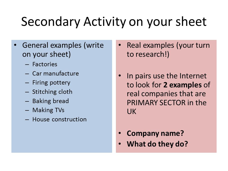 secondary activities