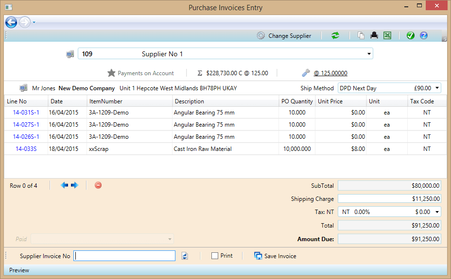supplier invoice