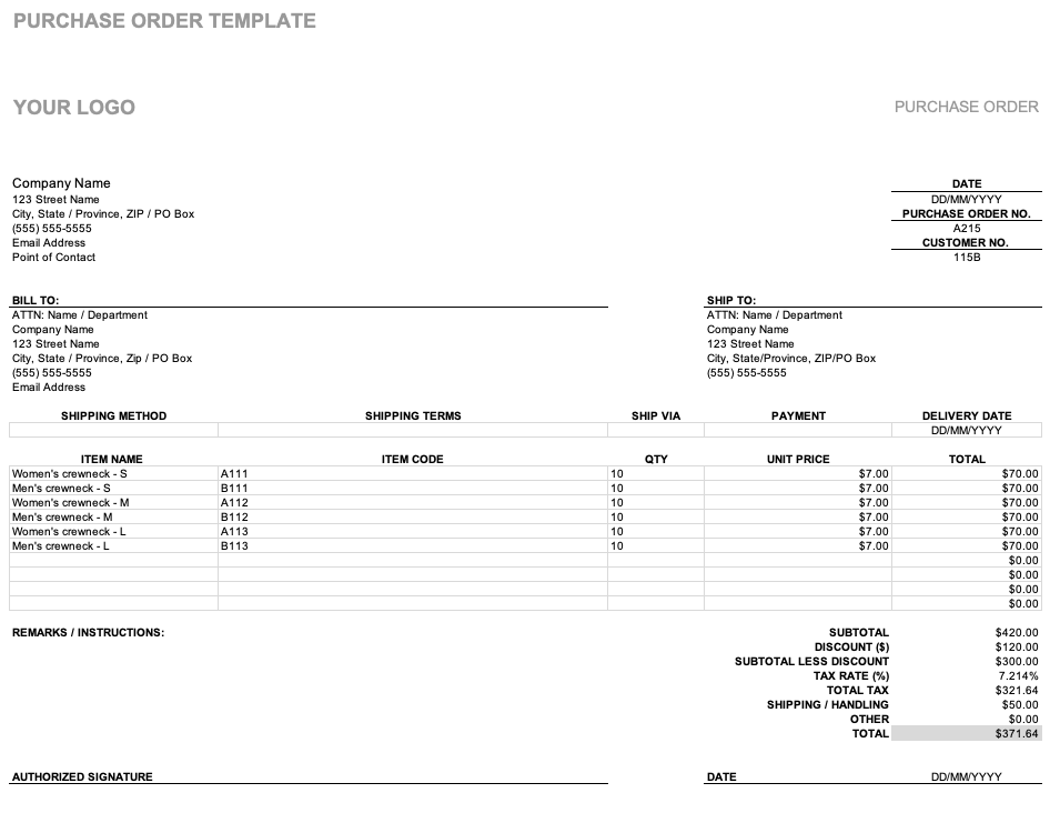 purchase order definition accounting